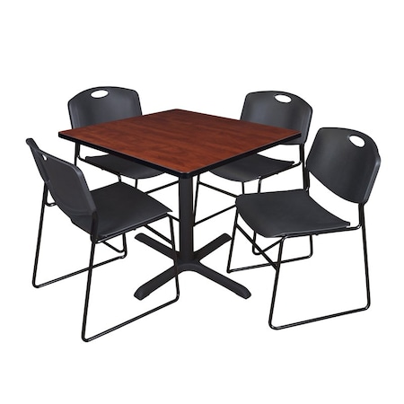 Cain Cain Square Table & Chair Set, Wood, Metal, Polypropylene Top TB4242CH44BK